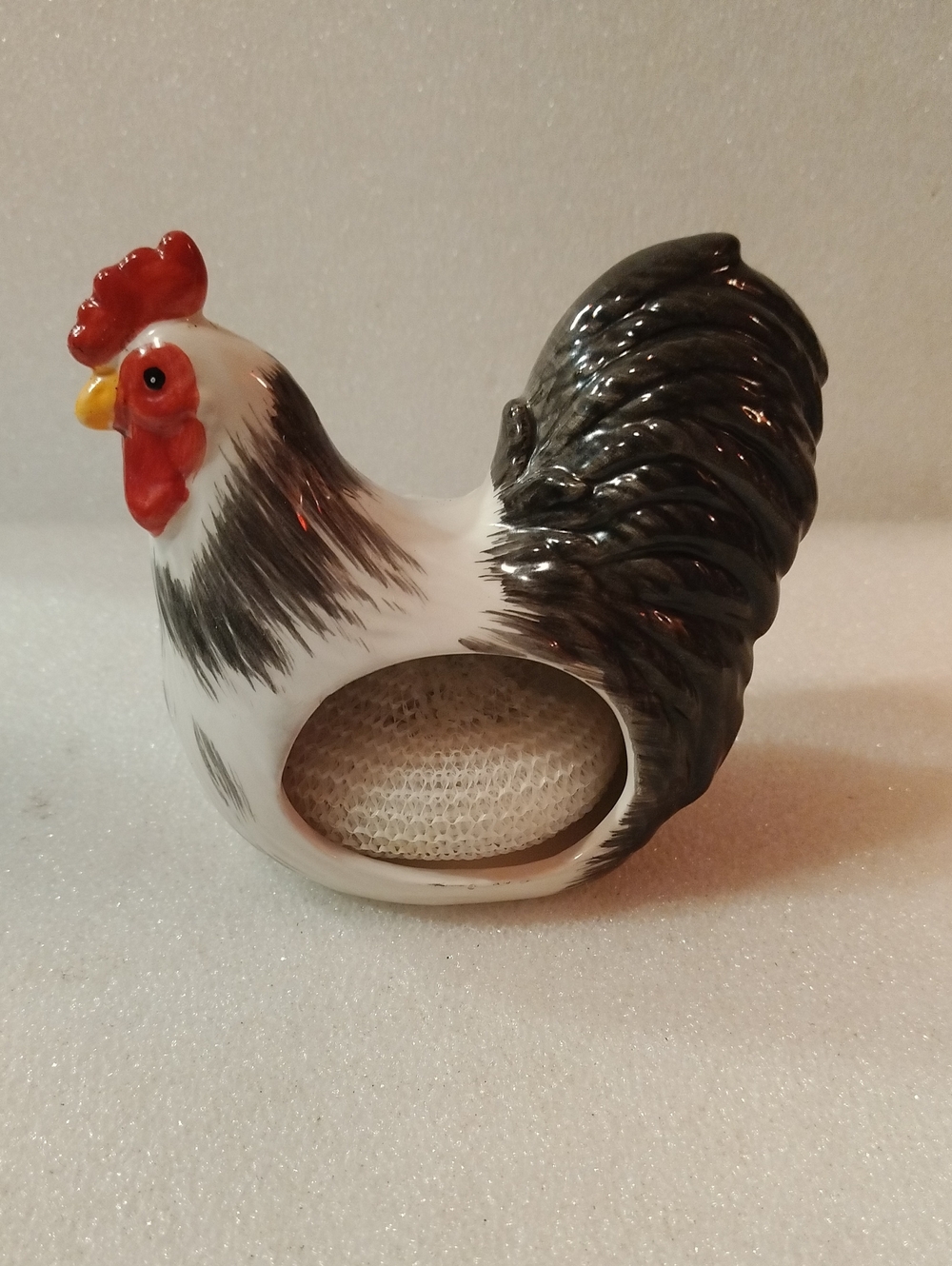 Ceramic Rooster Scrubby Holder